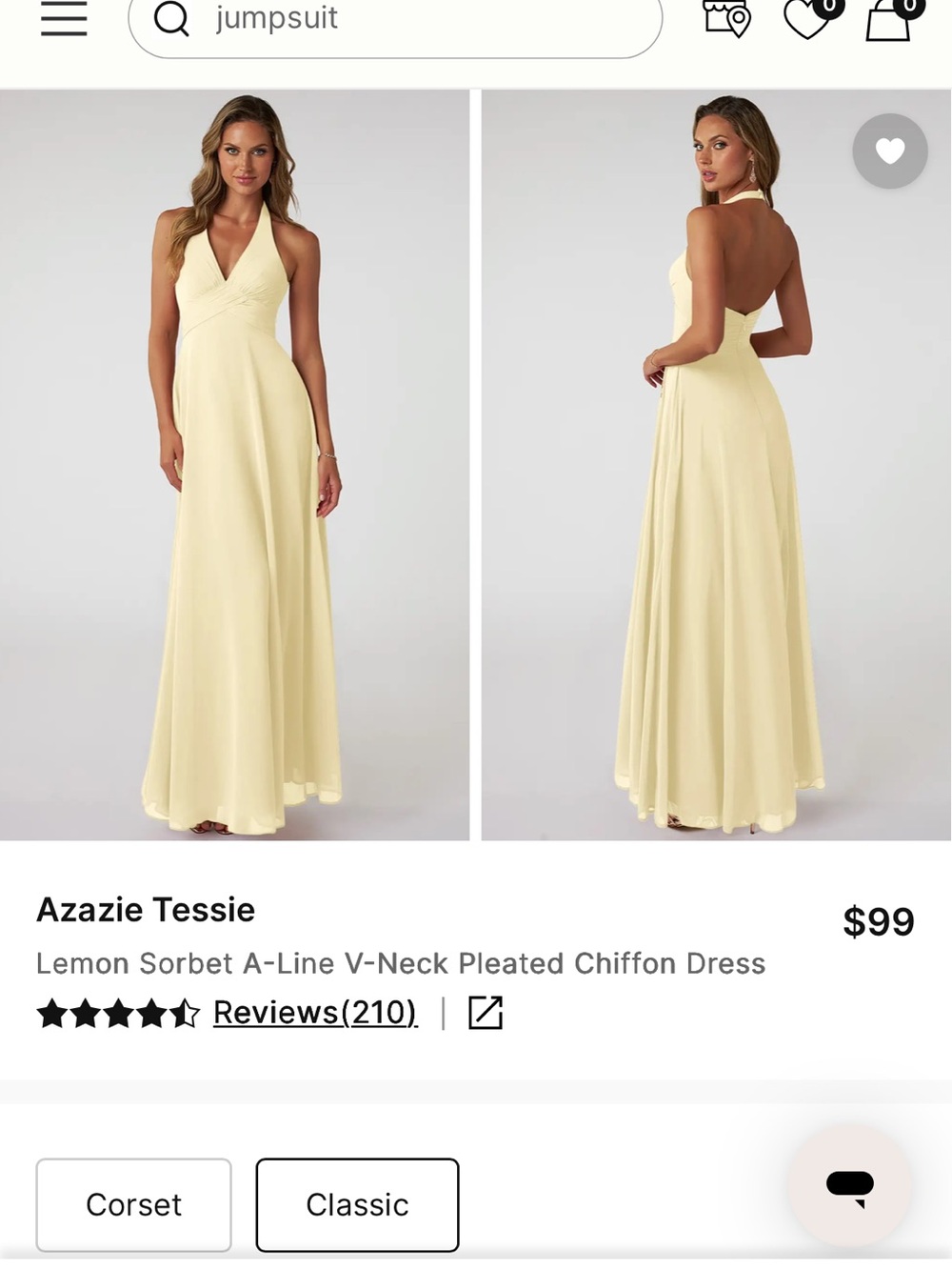 Azazie Lemon Sorbet Halter V-Neck Maxi Dress